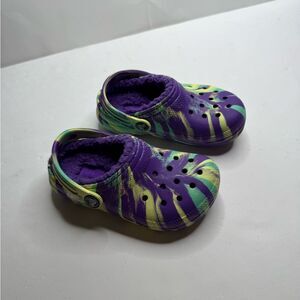 Kids Purple and Green CROCS Size 10